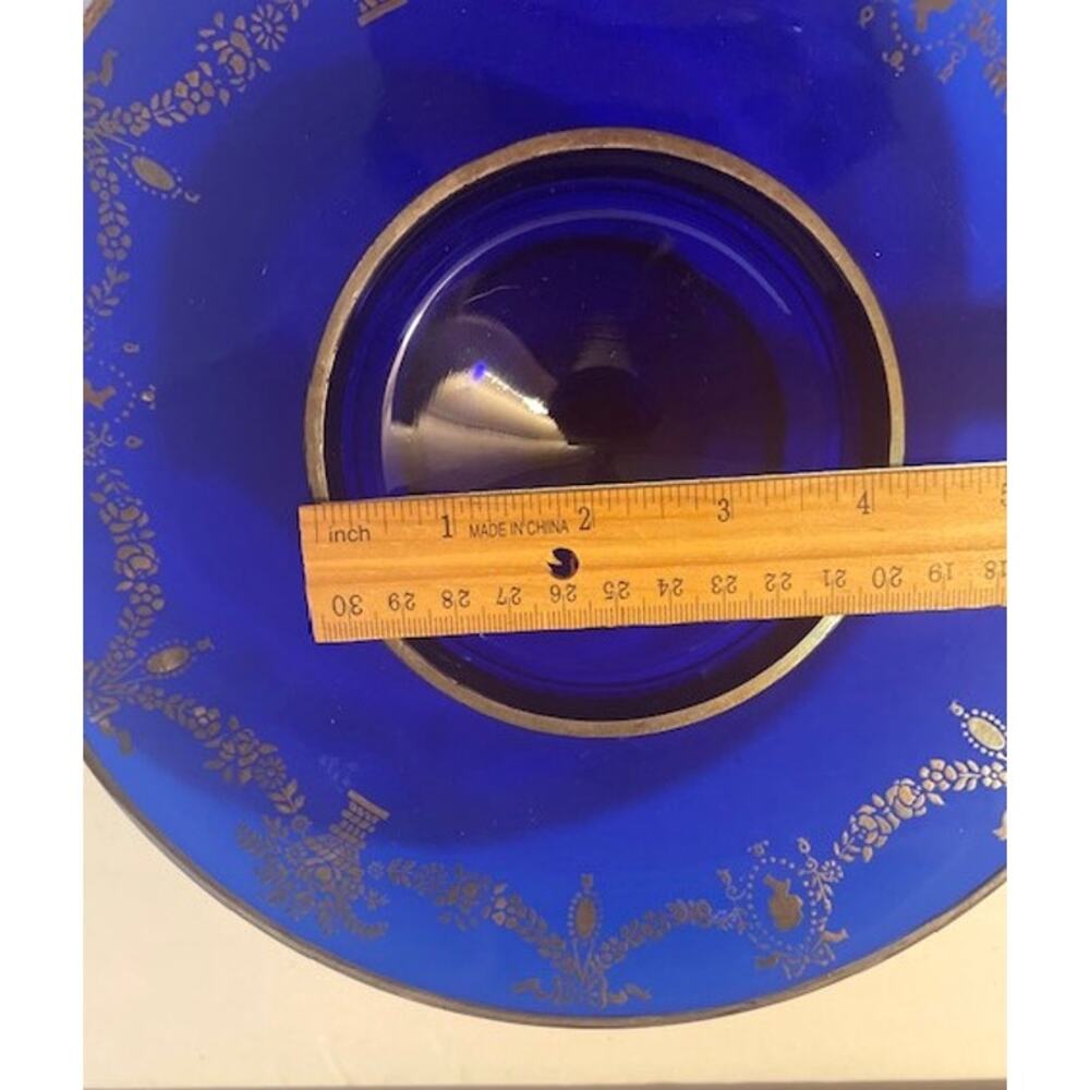 Vintage Cobalt blue and gold serving platter with compote EUC - Picture 6 of 6